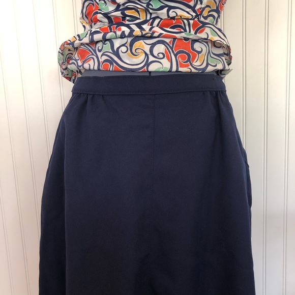 Vintage A-line Knee Length Midi High Waist Skirt Navy Blue Levi Strauss and Co - Picture 5 of 13